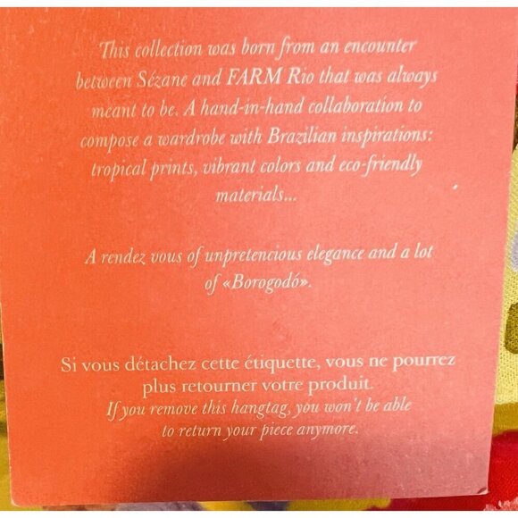 Sezane X Farm Rio Parioca Blouse One Shoulder Floral Cropped Top 40/US 8 - Picture 11 of 12